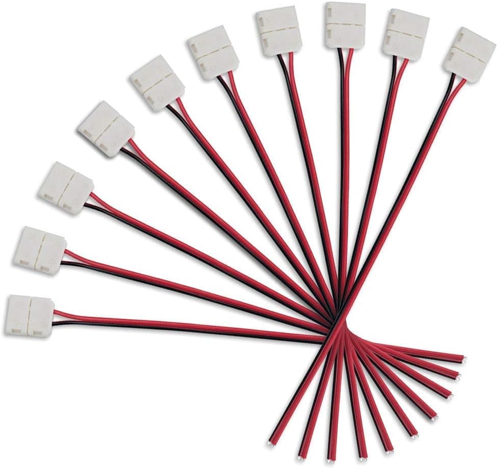 Zitrades Led Light Strip Connector 2pin 10mm Single Color 5050SMD 10pcs solderless Wire