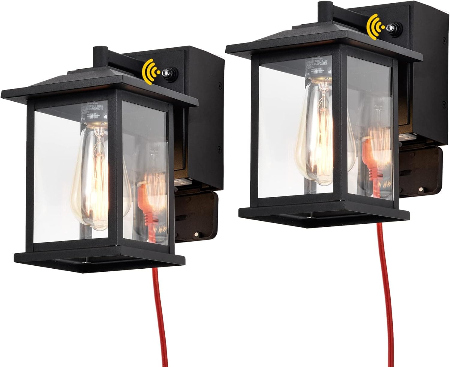 2 Pcs Porch Light with Outlet,Dawn to Dusk Outdoor Light Fixture,Outdoor Wall Lantern with GFCI Outlets,Waterproof Wall Sconce,Rust Resistant Outdoor Lights Fixture,Outdoor Garage Lights Wall Mount