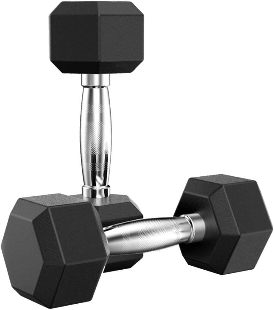 Lojitol 5,10,20,30,40,50 LB Hex Rubber Heavy Dumbbell with Metal Handles, Pair of 1 or 2 Heavy Titan Fitness Barbell Choose Weight,powerblock Dumbbells