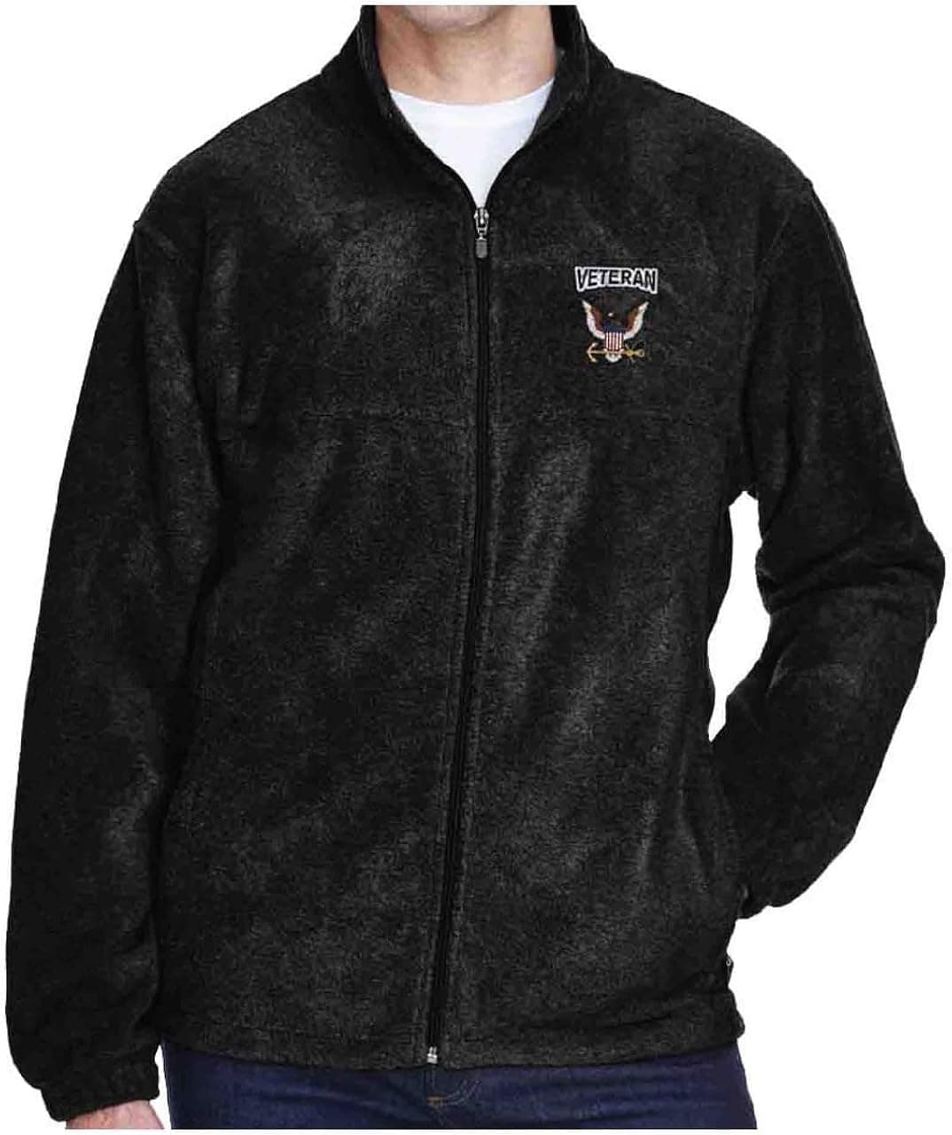 US Navy Veteran Fleece Jacket with Eagle and Anchor Logo