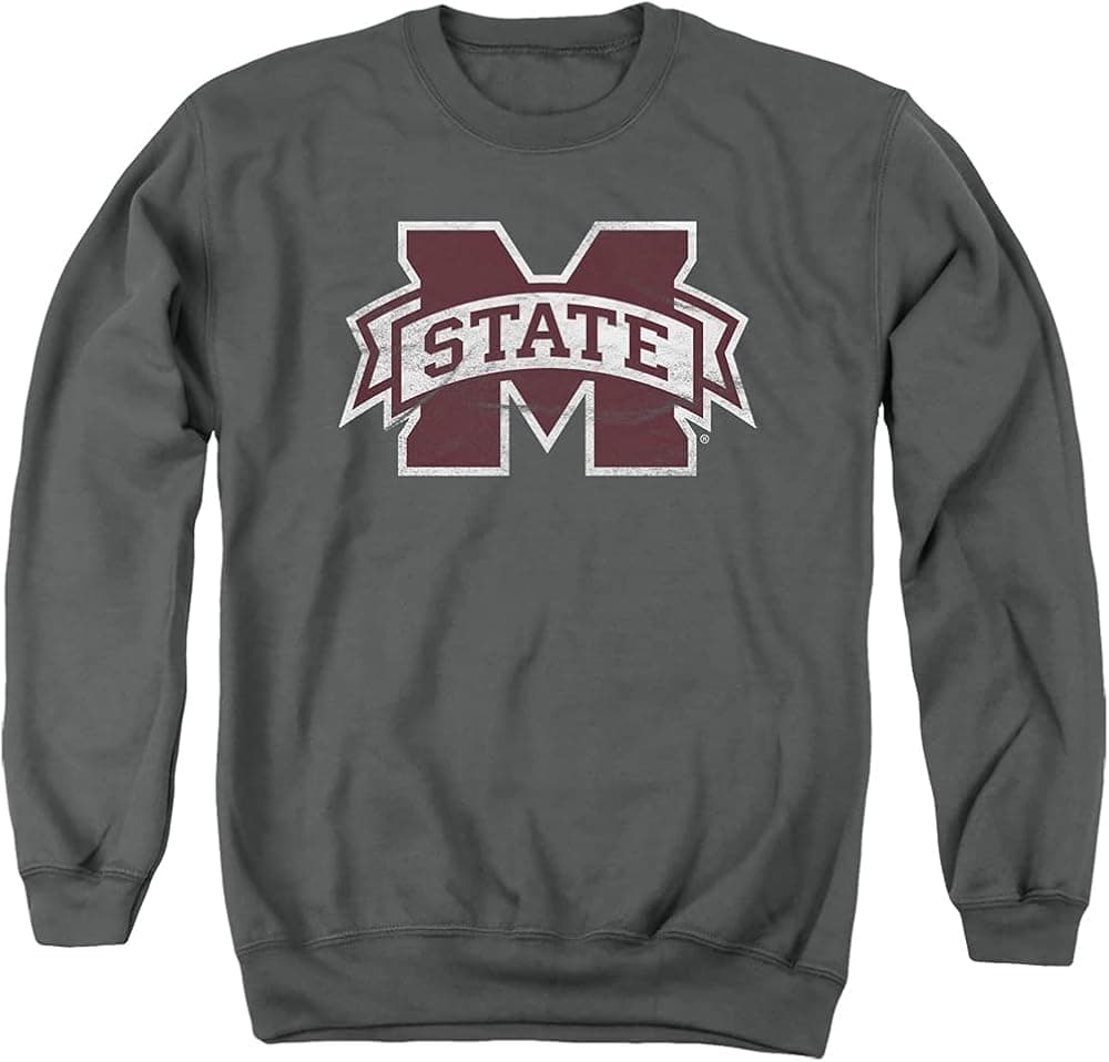 Mississippi State University Official Distressed Primary Unisex Adult Crewneck Sweatshirt