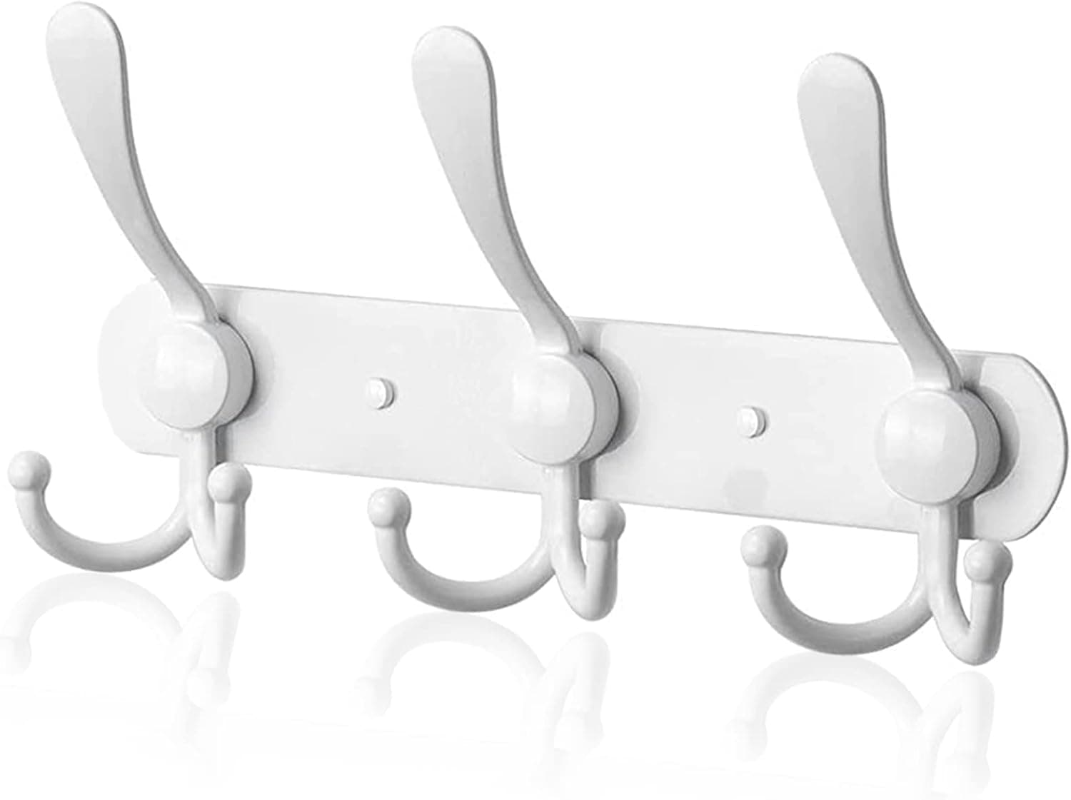 YUNISS Coat Rack Wall Mounted，3 Tri Stainless Steel Coat Hook for Coat Hat Robes Towel in Mudroom Entryway (White, 1 Pack 3 Hook)