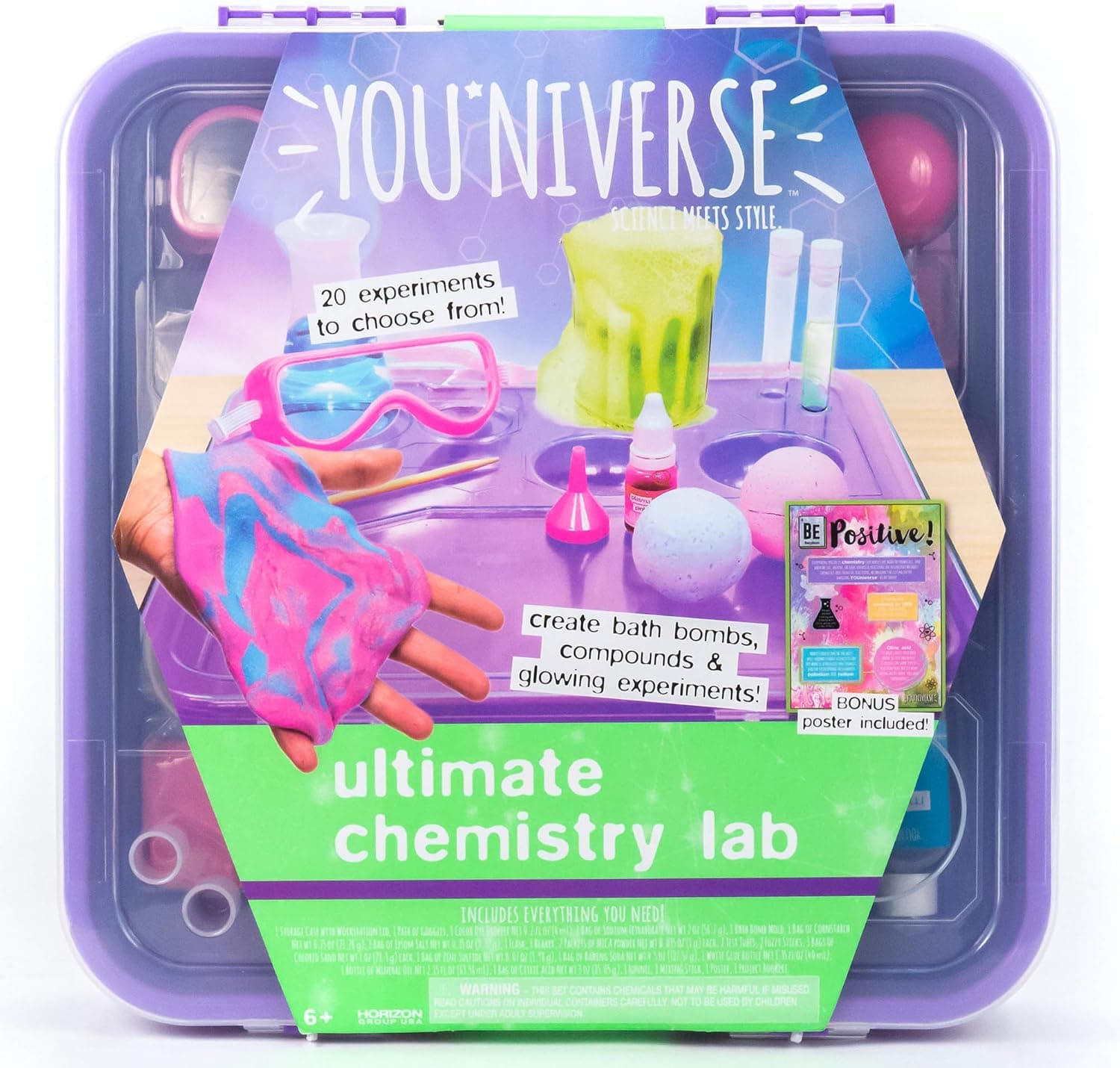 Just My Style You*niverse Ultimate Chemistry Lab – STEM Chemistry Experiment Set – DIY Bath Bombs & Crystals for Kids Age 6+
