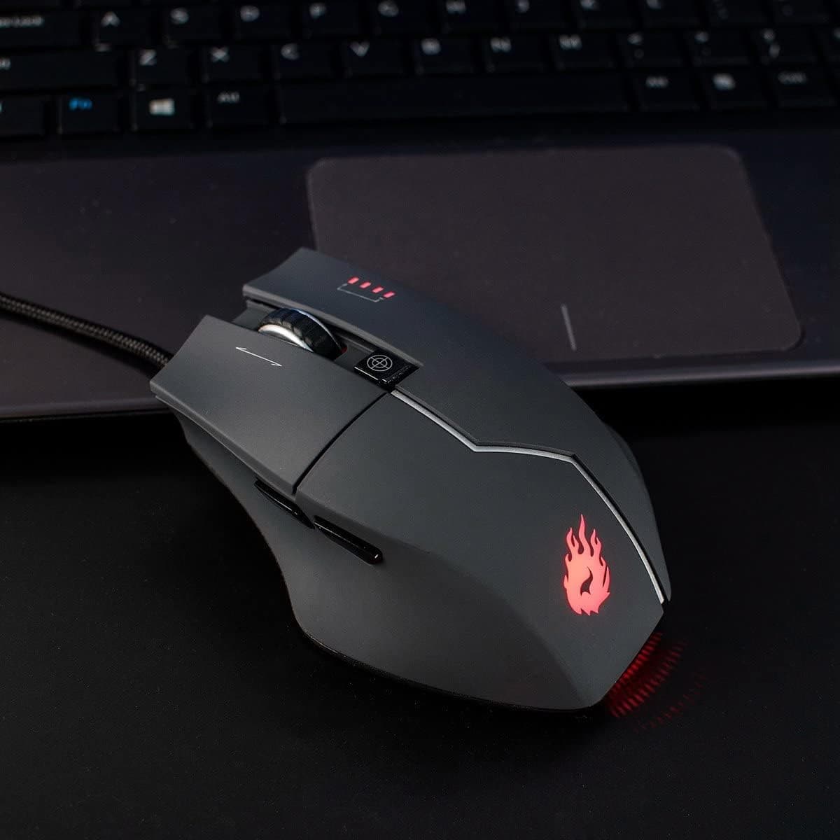 VELOCIFIRE V9 RGB Gaming Mouse, 9800 Optical Sensor 4 Adjustable DPI with 16.8 Million Color Backlit 8 Programmable Buttons Tunable Weights - Black