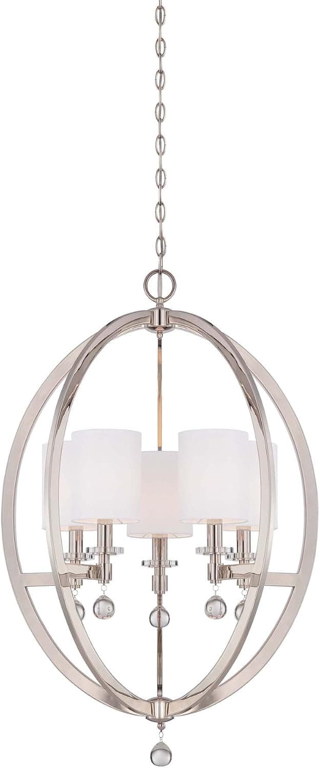 Metropolitan N6842-613 Chadbourne Chandelier, 5-Light 300 Total Watts, Polished Nickel