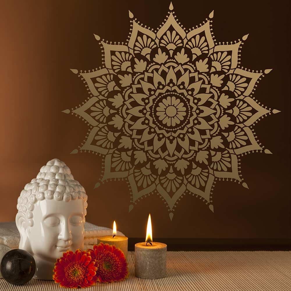Radiance Mandala Stencil for Walls – Wall Stencil Mandala – Reusable Stencil Better Than Mandala Decal – Laser Cut Mandala Template for Painting – Mandala Painting Stencil for Easy décor (18")