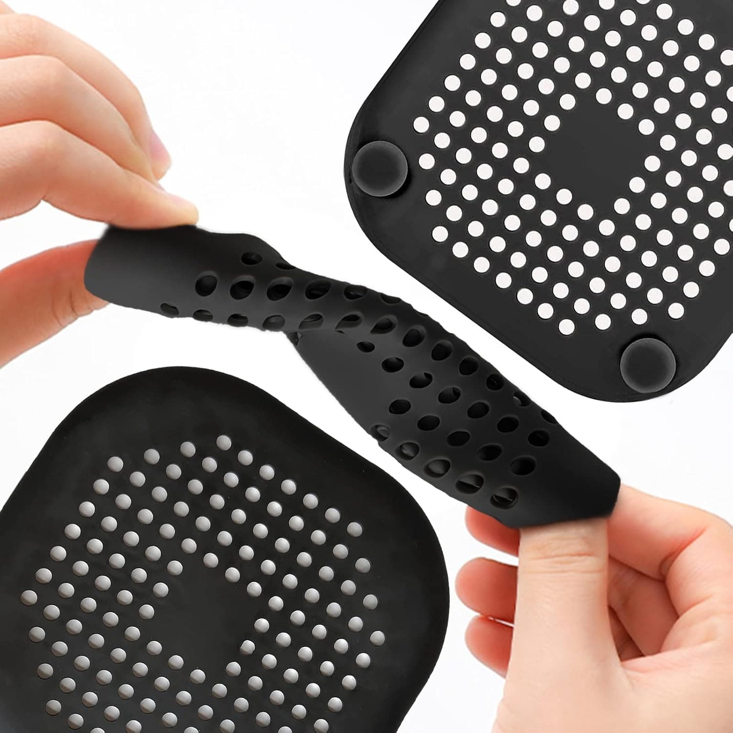 Shower Drain Hair Catcher, Drain Cover for Shower Durable Silicone Hair Stopper with 4 Suction Cups, Easy to Install Suit for Bathroom, Bathtub, Kitchen 2 Pack