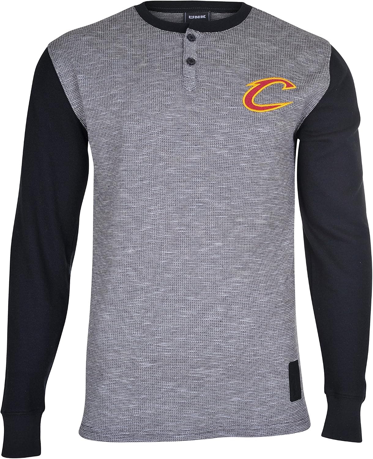 Ultra Game Men's NBA Henley Thermal Team Logo Long Sleeve Shirt, Cleveland Cavaliers, Black Marl, Large