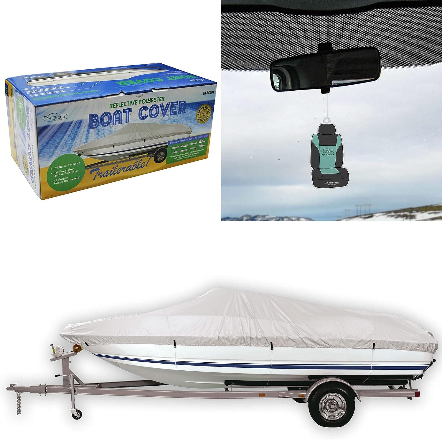 FH Group Premium Water-Proof Heavy Duty Boat Cover, Large (BC601-L)