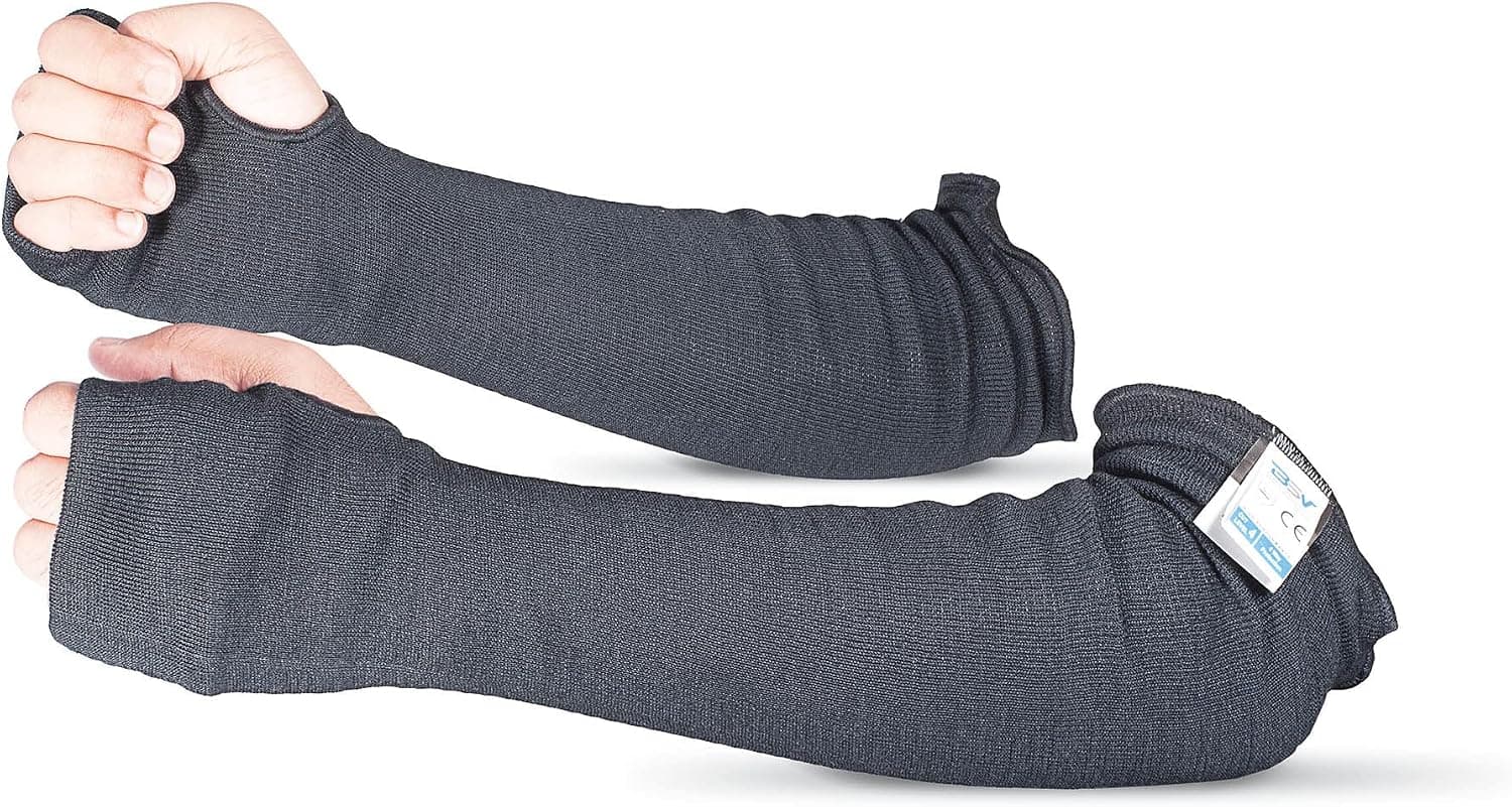 BSV Kevlar Sleeves- Heat, Scratch, Cut & Knife Resistant Arm Protective Sleeves with Thumb Hole-Bite Proof-18 Inches,1 Pair