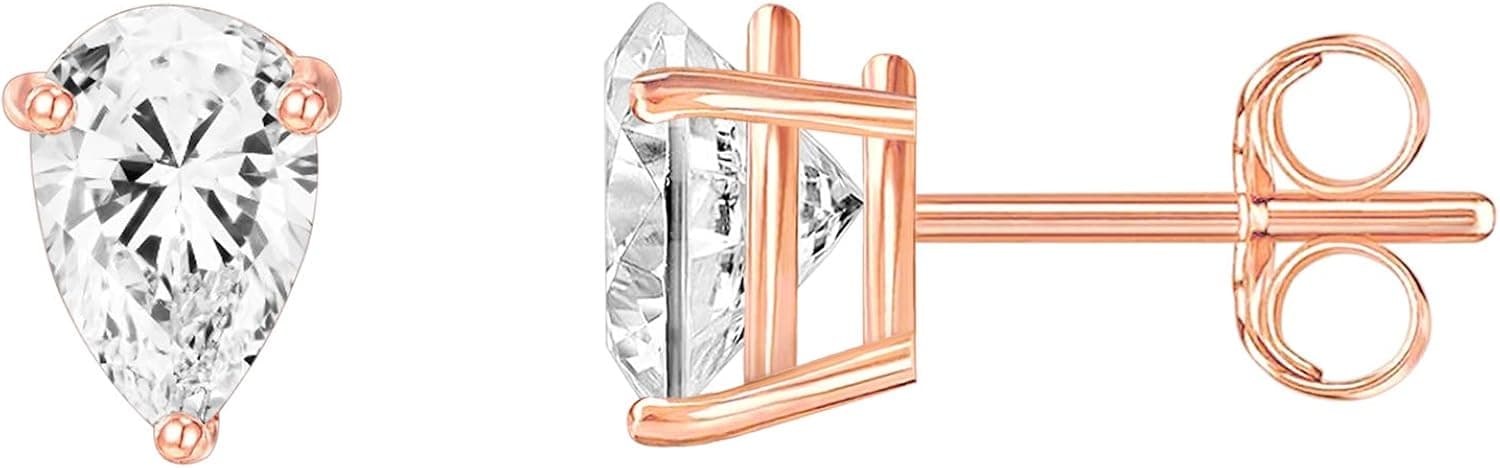 PAVOI 14K Gold Plated Sterling Silver Cubic Zirconia Stud Earrings for Women