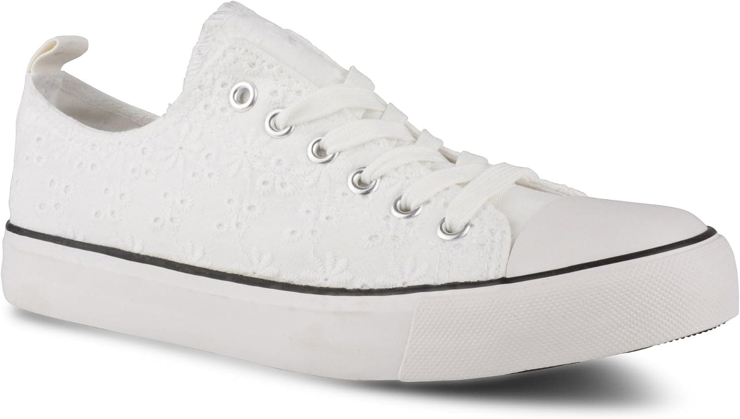 Twisted Womens KIX LO Retro Canvas Low Top Lace-Up Sneaker - White Eyelet, Size 9