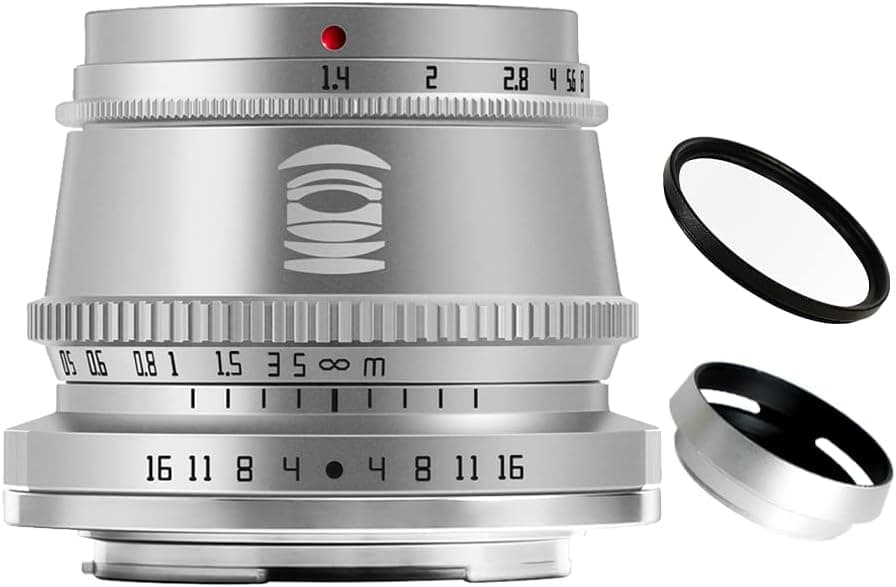 TTArtisan 35mm F1.4 APS-C Format Large Aperture Manual Focus Fixed Lens for Canon M Mount Camera Silver
