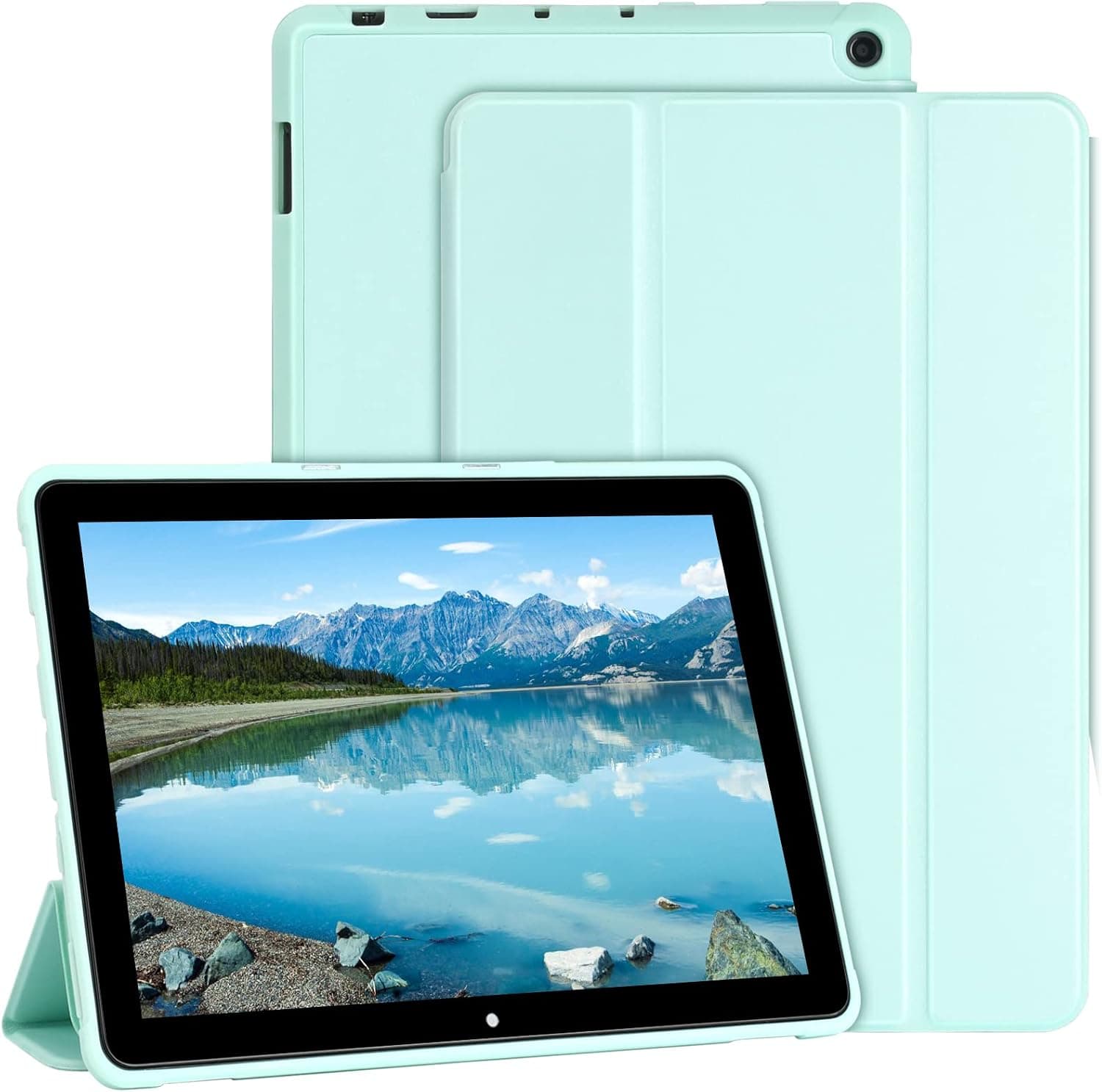 All-New Amazon Kindle Fire HD 10 Tablet Case & Fire HD 10 Plus Case(11th Generation, 2021 Release) 10.1" - PU Leather Trifold Stand Cover Ultra Lightweight Slim Shell Stand Cover Auto Wake/Sleep
