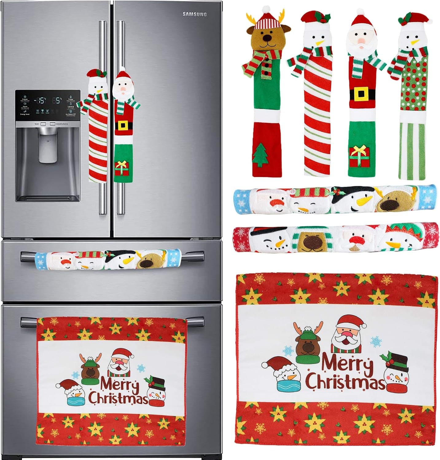 JOYIN 7 Pieces Christmas Kitchen Appliance Handle Covers for Kitchen Refrigerator Microwave Oven Dishwasher Decoration, Xmas Indoor Décor, Party Favor Supplies
