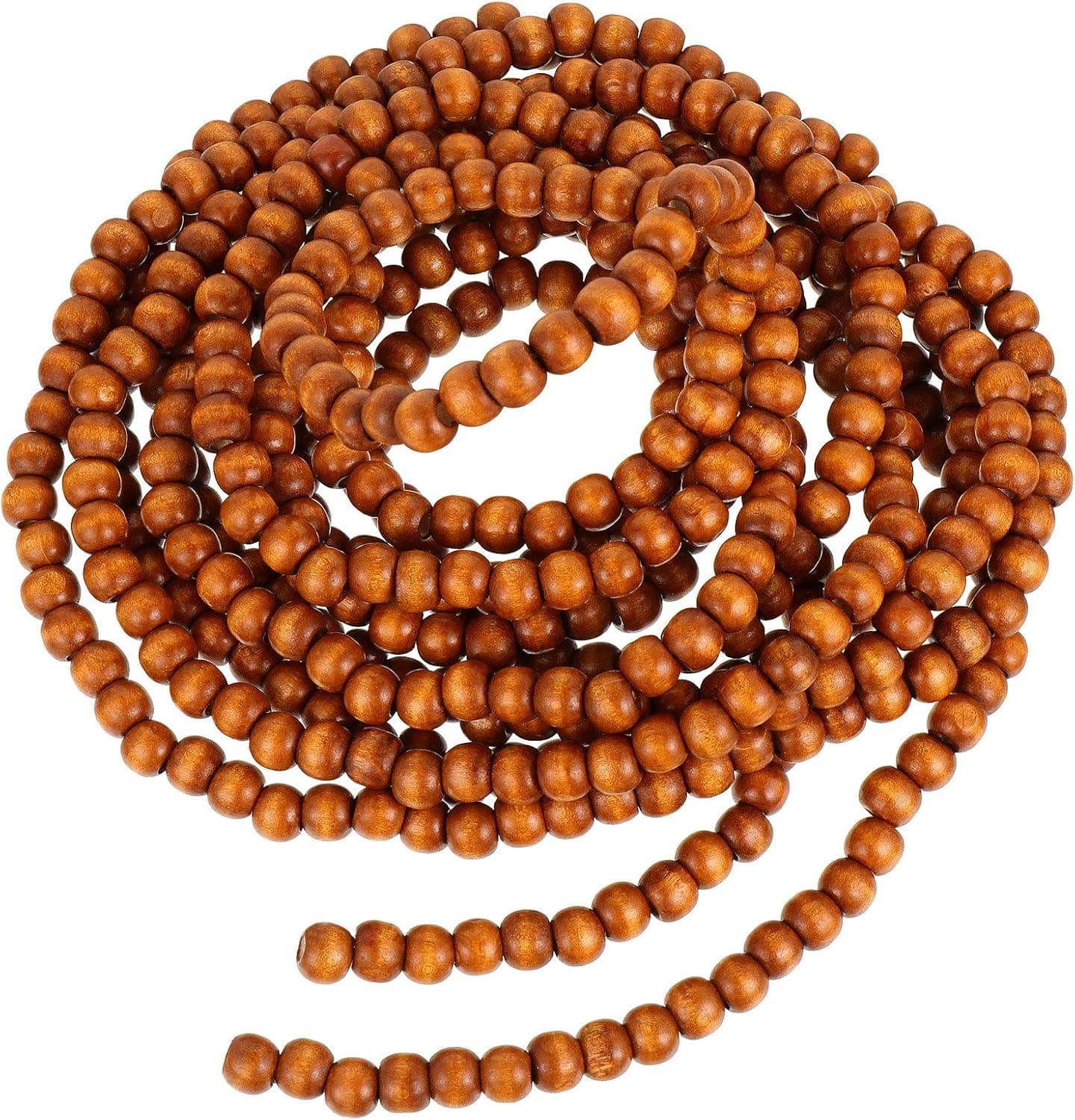 16 Feet Christmas Wood Bead Garland Wooden Bead Garland for Christmas Tree Holiday Decoration (Brown)