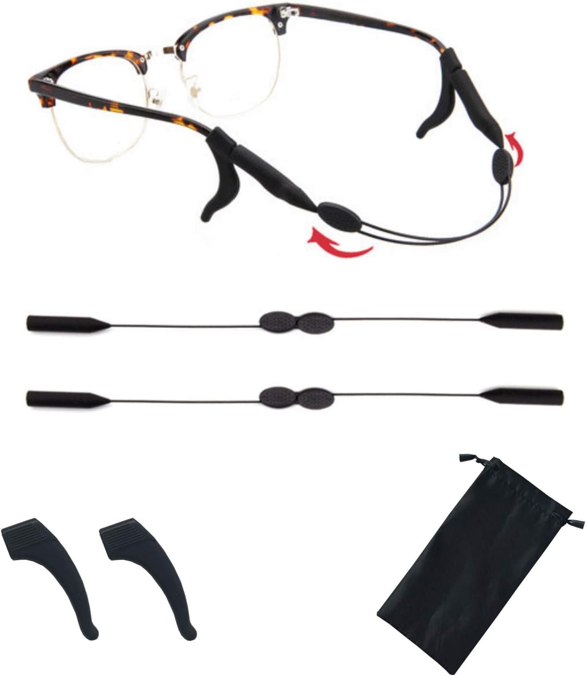ECONIE Adjustable Waterproof Eyewear Retainer ，Eyewear Lanyard Sports with No Tail Sunglasses Holder Strap and Glasses Bag For your Sunglasses, Eyeglasses, or Prescription （Kid）(3)…