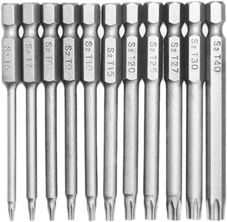1/4 Inch Hex Shank S2 Steel Magnetic 3 Inch Long Drill Bits,Torx Head Screwdriver Bit Set, T6-T40 11Piece Great For Power Tools
