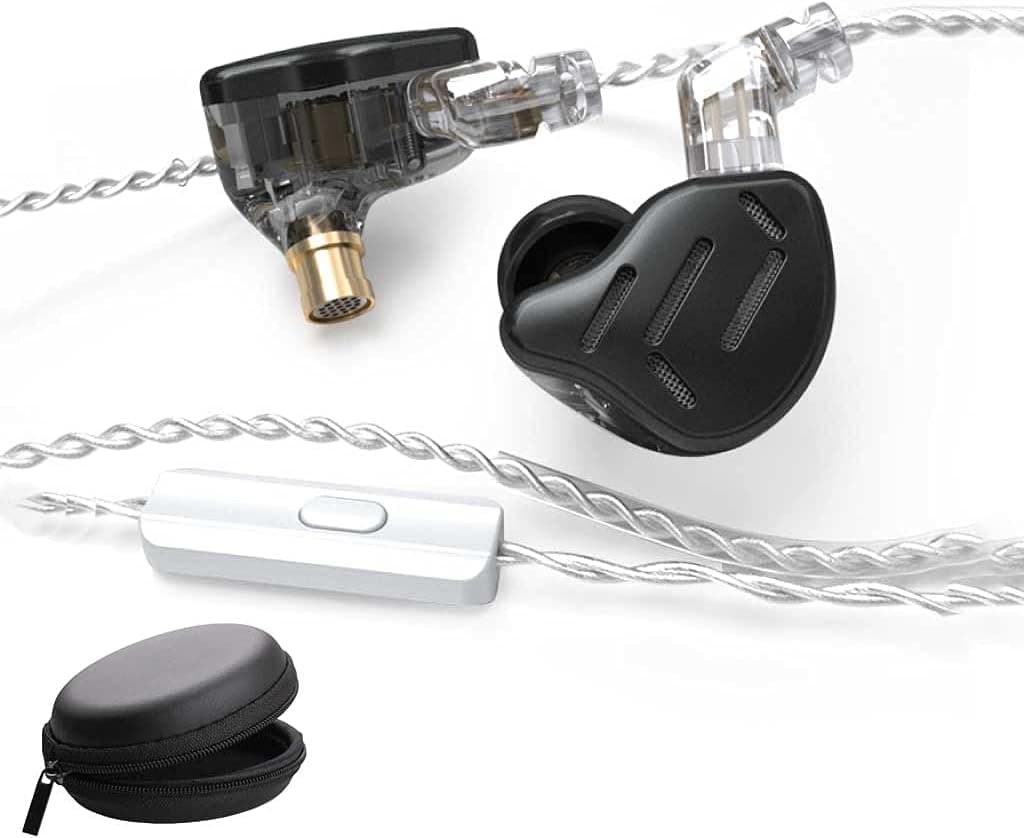 KZ Zax 1DD+7BA 16 Units HiFi Bass in Ear Monitor Hybrid Technology Headphones Noise Canceling Earbuds Sport Earphones (with Mic, Black)