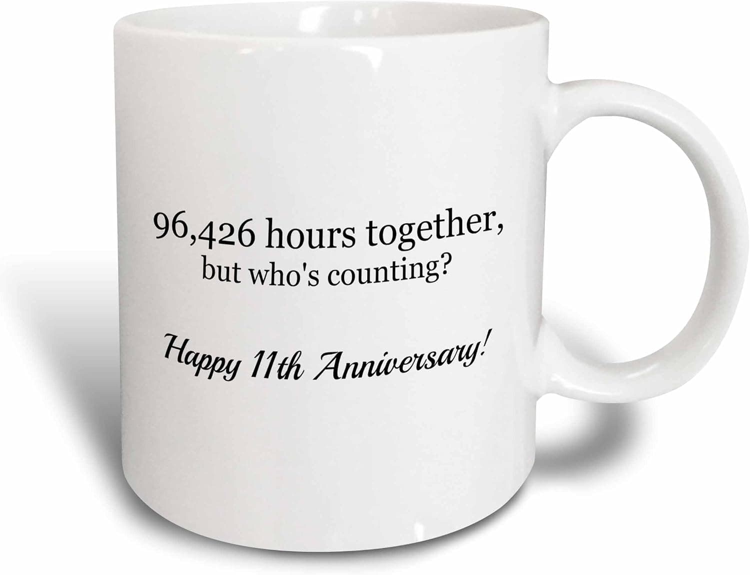 3dRose BrooklynMeMe Anniversary - Happy 11th Anniversary - 96426 hours together - 11oz Two-Tone Blue Mug