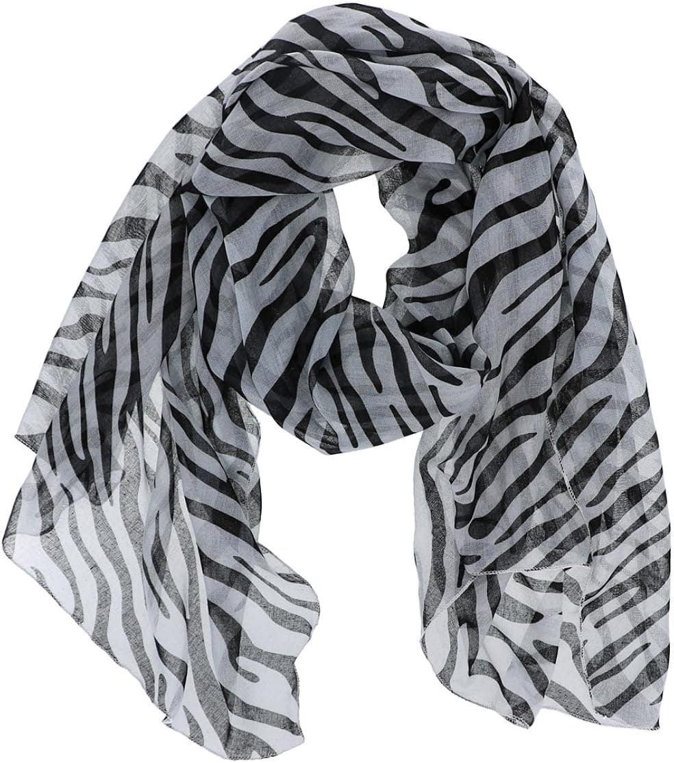 Cozzy Land Women's Zebra Stripes Print Scarf in Black