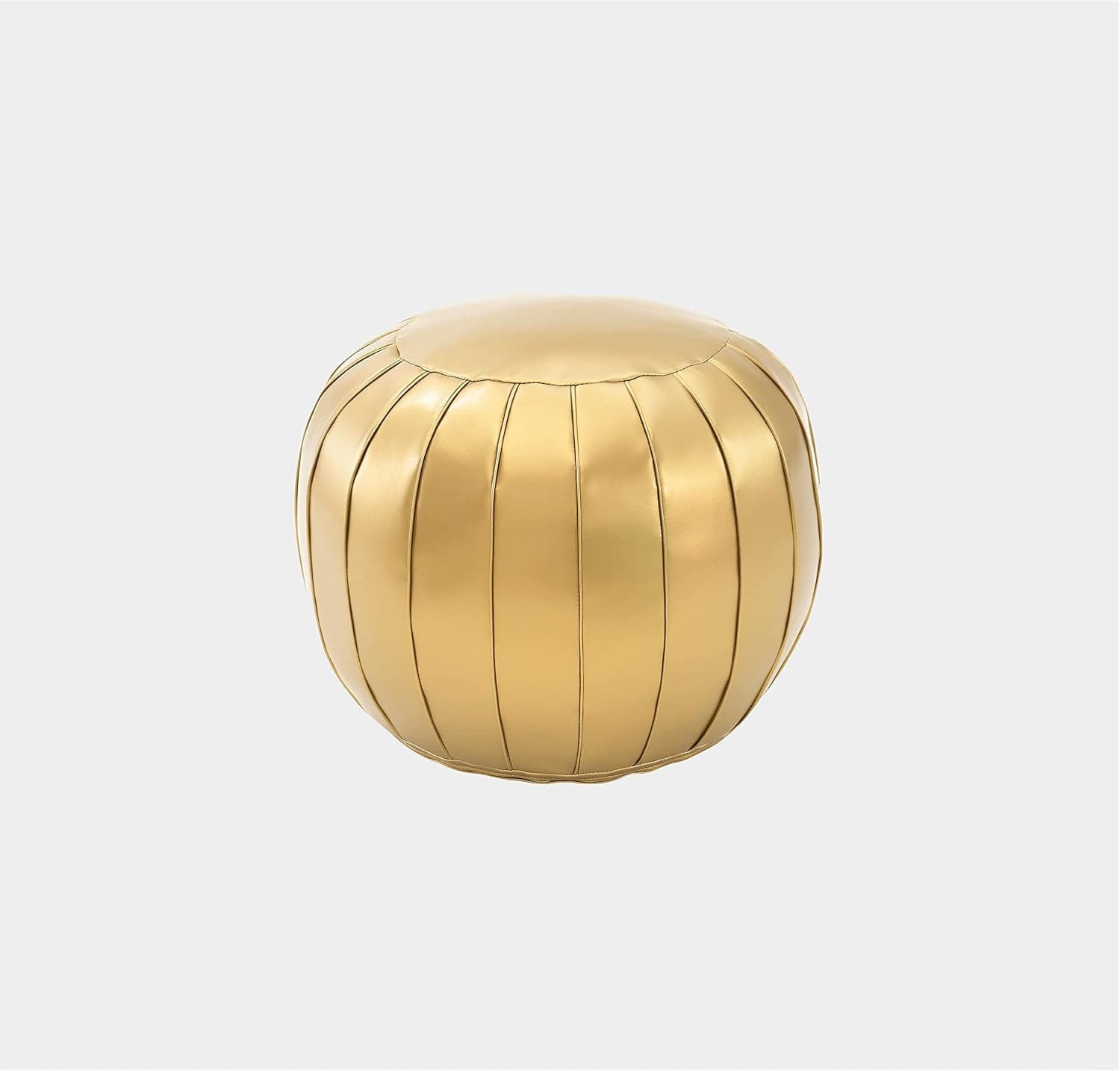 C COMFORTLAND Unstuffed Pouf, Faux Leather Poufs Cover, Small Round Poof Ottomans, Floor Bean Bag Ottoman, Foot Rest Storage Pouffe for Living Room, Bedroom, or Gifts Gold