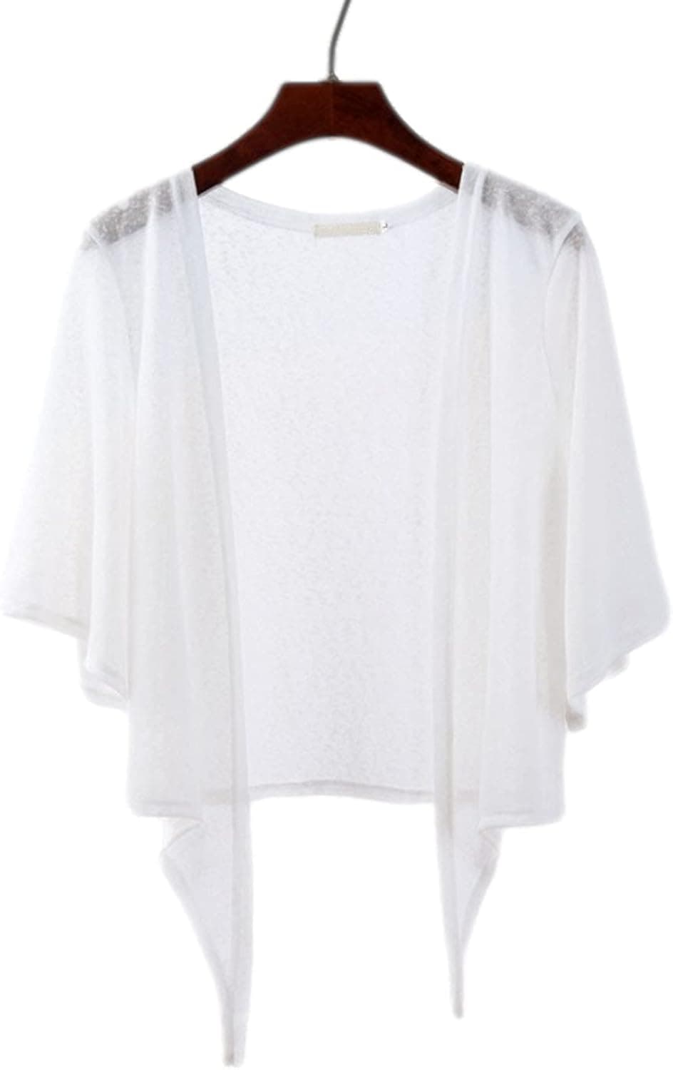 Shiyifa Women's Shrugs 3/4 Sleeve Open Front Cardigan Lightweight Tie Front Bolero Shrug