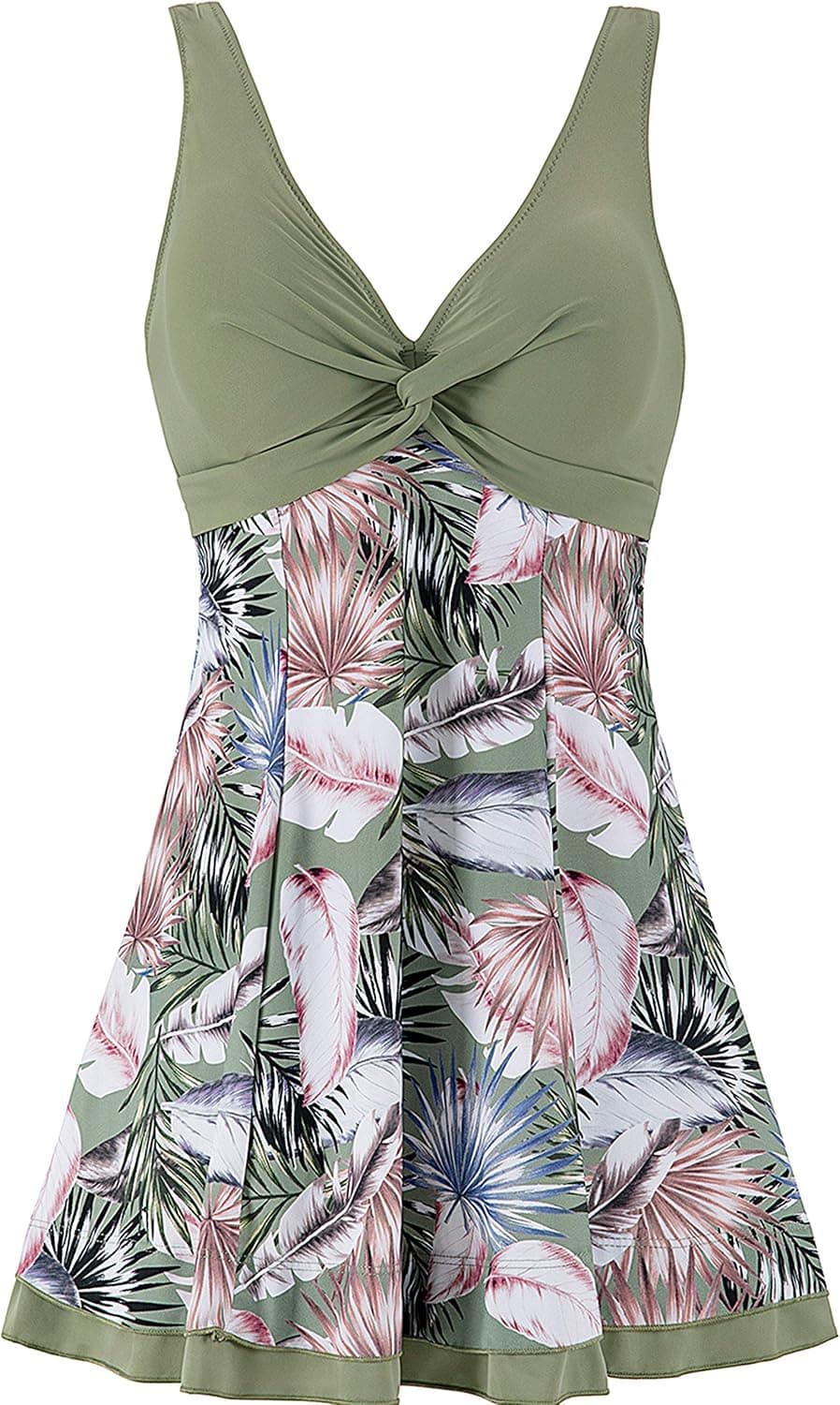 Wantdo Women's Plus Size Swim Dress Modest Swimsuit Vintage Peacock One Piece Swimwear