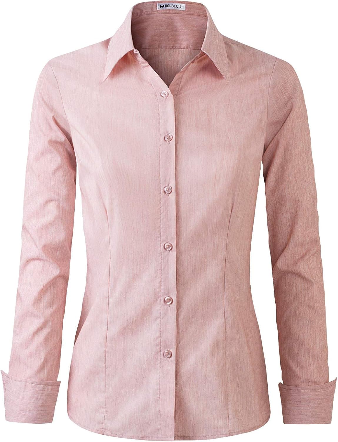 CLOVERY Women's Basic Long Sleeve Slim Fit Button Down Shirt