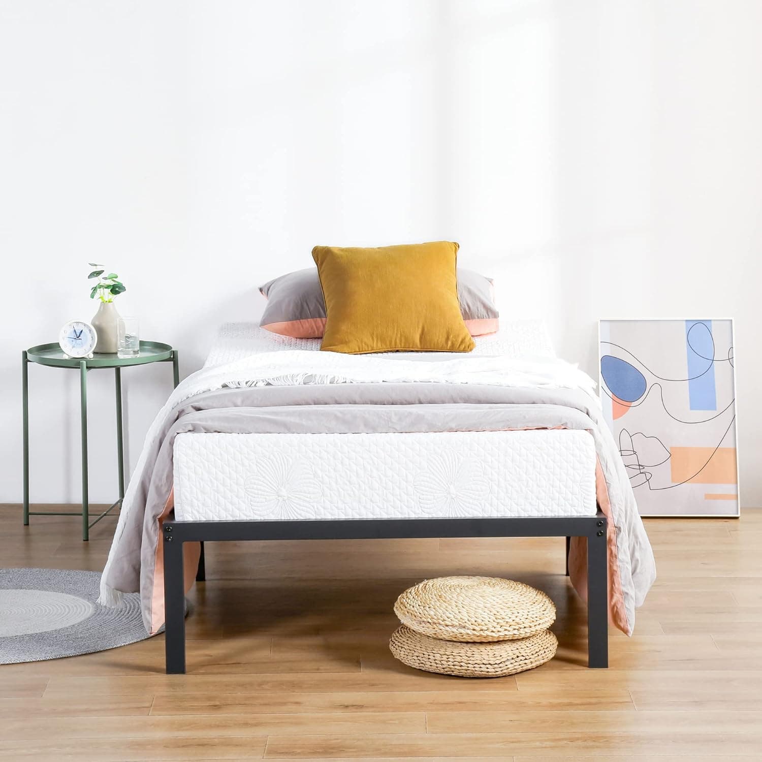 PrimaSleep 14 Inch Dura Supprot Platform Steel Bed Frame/ Holding Mattress Structure/ Easy Assembly/ Enough under Storage Twin-XL