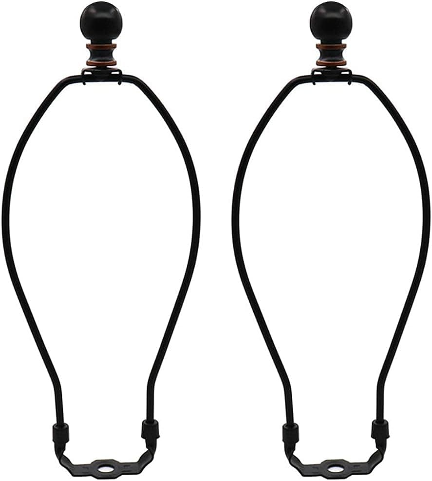 2Pack 8 Inch Lamp Shade Harp Holder, Adjustable Lamp Harp Kit, Dveda Heavy Duty Detachable Lamp Shade Bracket, Replacement Lighting Accessories for Table and Floor Lamps Fitting (Black)