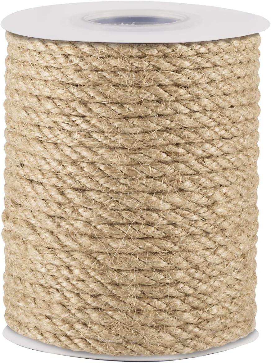 Hemp Jute 5mm 200feet Jute Twine 5 mm 200 Feet Heavy Duty Jute Rope Natural Hemp Rope for DIY Arts Crafts Jute Twine for Packing Gardening Home Decorating Cat Scratching Post