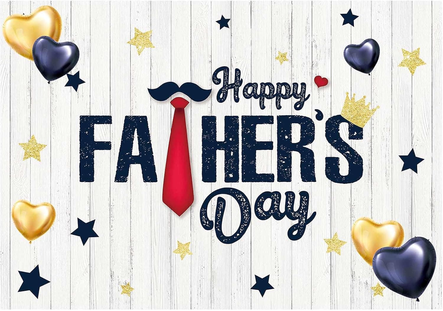 Funnytree 7x5ft Happy Father's Day Party Backdrop I Love Dad Photography Background Thanks Daddy White Rustic Wood Balloon Decorations Cake Table Banner Photo Booth Supplies