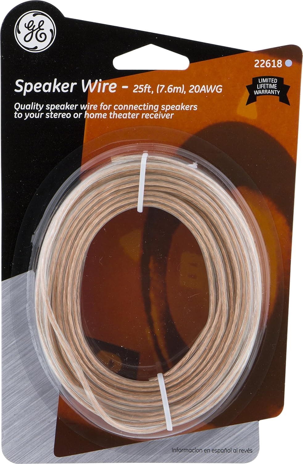 GE 22618 18 Gauge Speaker Wire with No Connector (25 Feet)