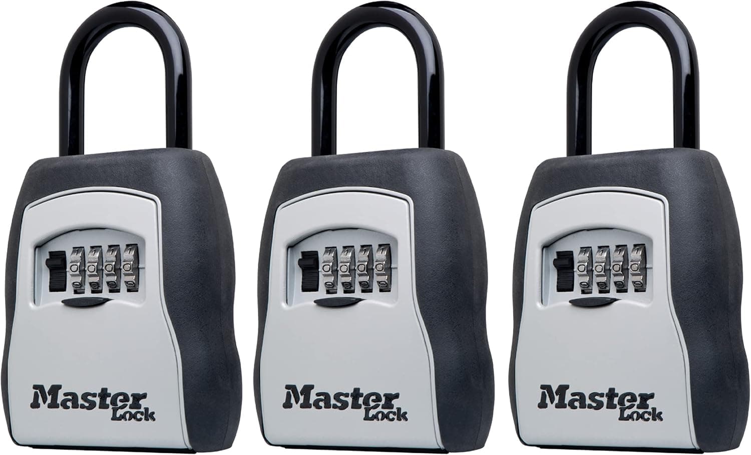 Master Lock Key Lock Box, Outdoor Lock Box for House Keys, Key Safe with Combination Lock, 5 Key Capacity, 3 Pack, 5400EC3