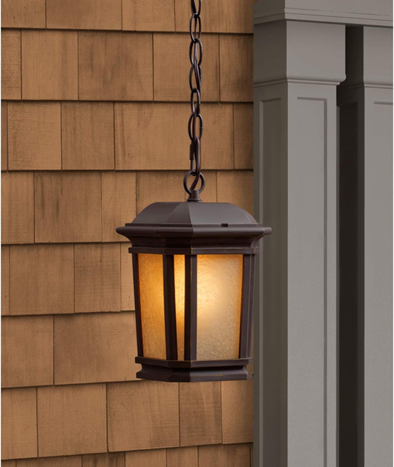 Quoizel Corrigan Bronze Transitional Etched Glass Dome Pendant LWS3076E