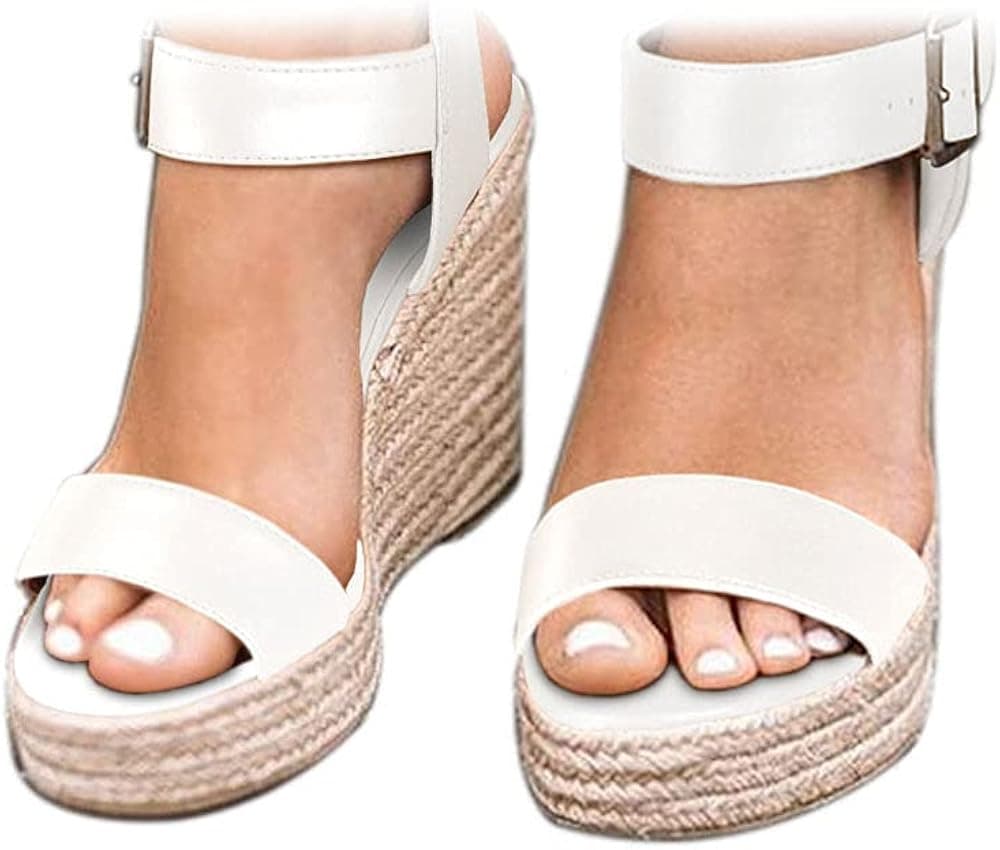 VICKI·VICKI Women's Platform Wedges heels Sandals Wedge Espadrilles Ankle Strap