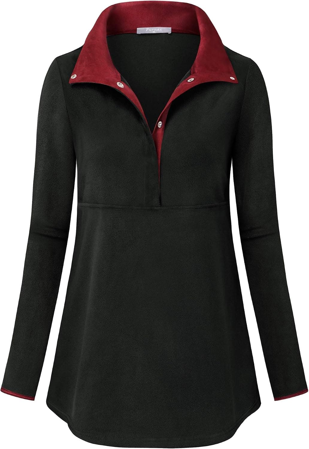 Womens Sweaters,Furnex Casual Long Sleeve Lapel Neck Color Block Sweatshirt with Pockets Winter Soft Button Down Fleece Sweater Shirts Loose Fit Maternity Tunic Tops Ladies Fall Clothes Black M