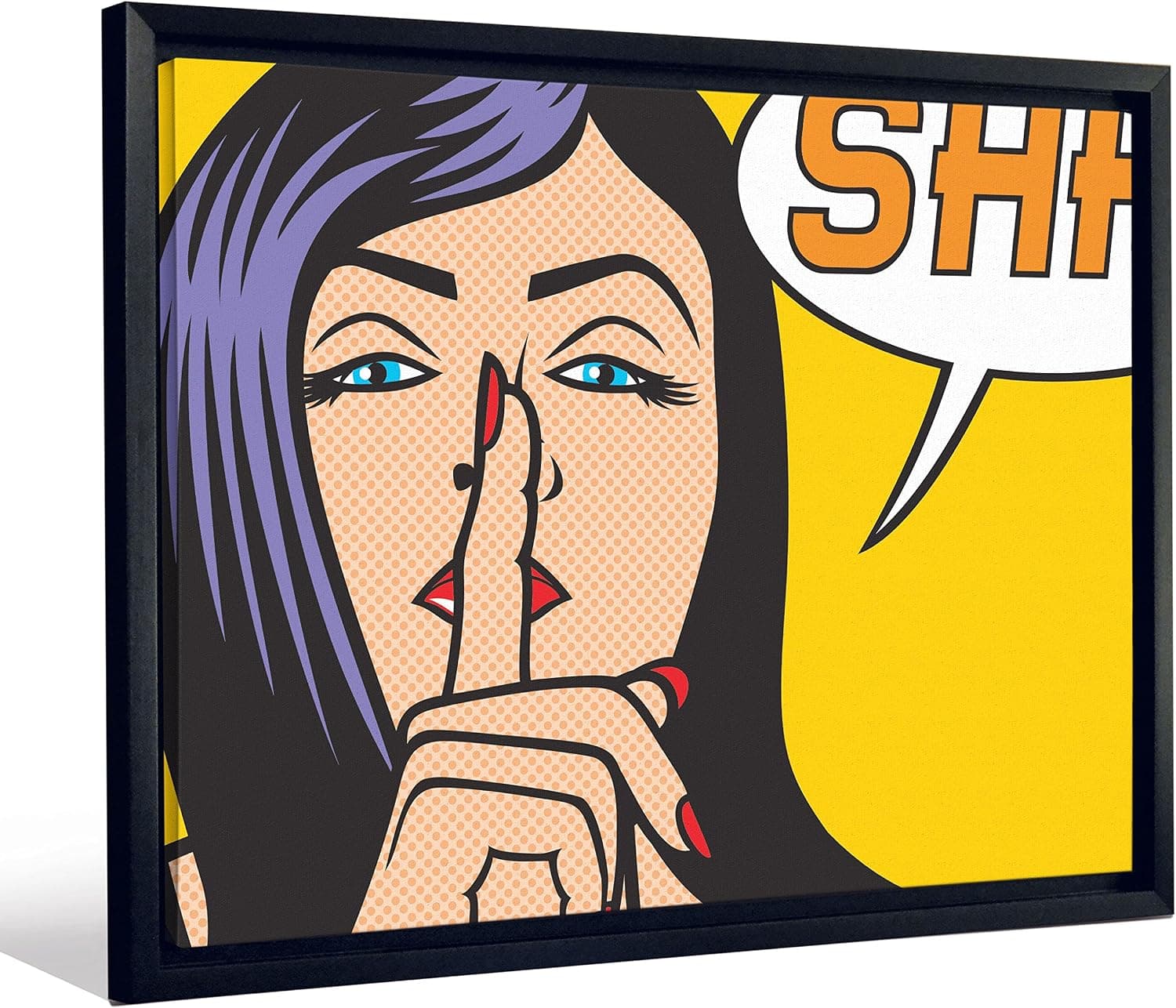 JP London Framed Vintage Comic Lichtenstein Cartoon Pop Art Gallery Wrap Heavyweight Canvas Art Wall Decor, 20.375" High x 26.375" Wide x 1.25" Thick