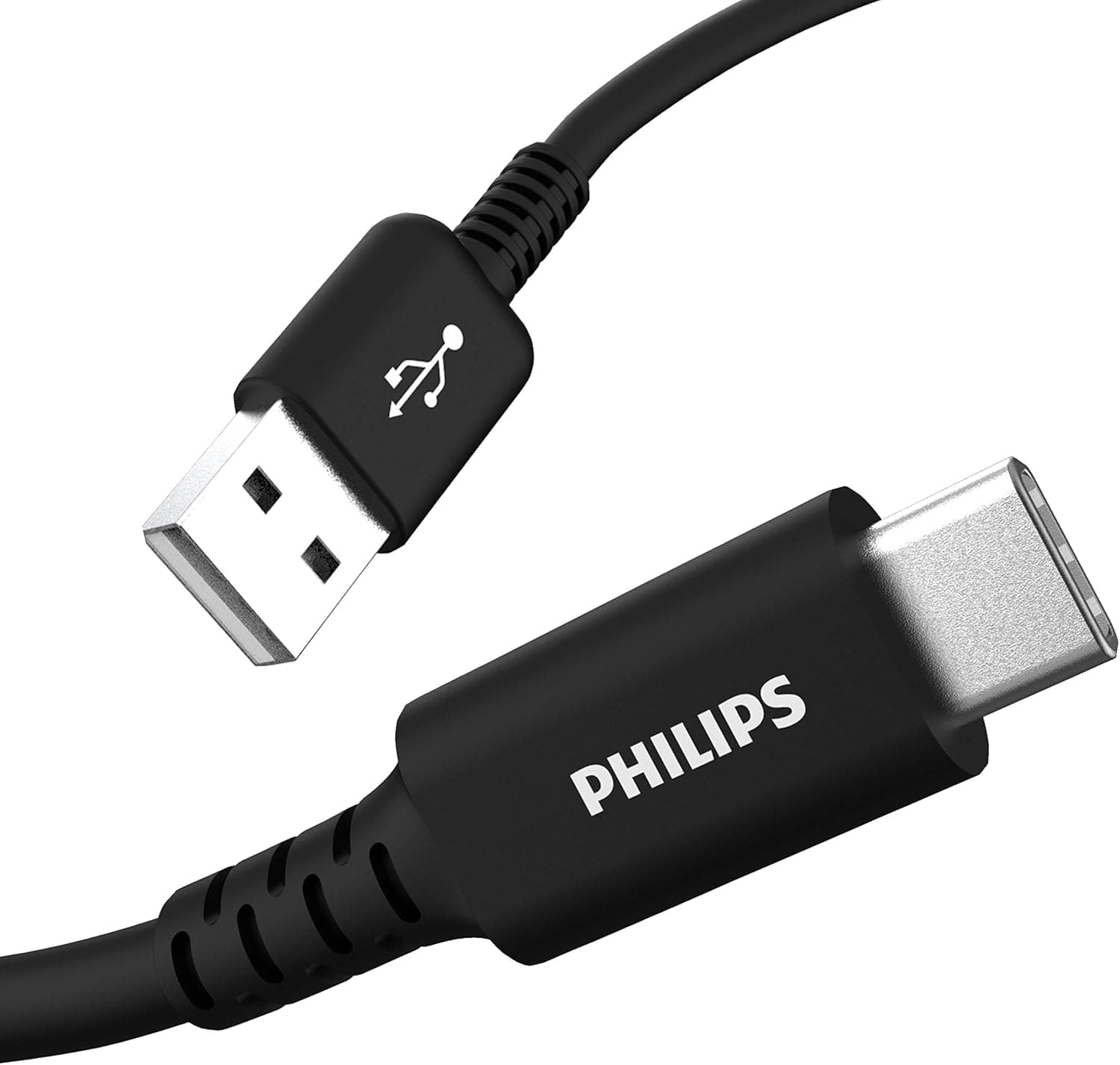 PHILIPS Accessories USB-C to USB-A Charging Cable, 6 Ft Cord, USB-If Certified, 15W, Compatible W/iPad Pro, MacBook Pro, Samsung Galaxy S21/S10/S9/Plus, Google Pixel 5/C/3/2/XL, Black, DLC4106A/37