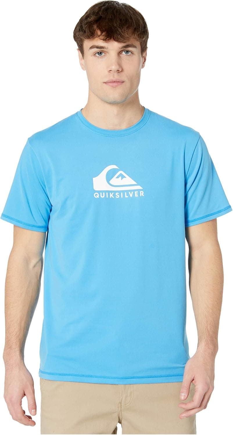 Quiksilver Men's Solid Streak Short Sleeve Rashuguard UPF 50 Sun Protection Surf Shirt