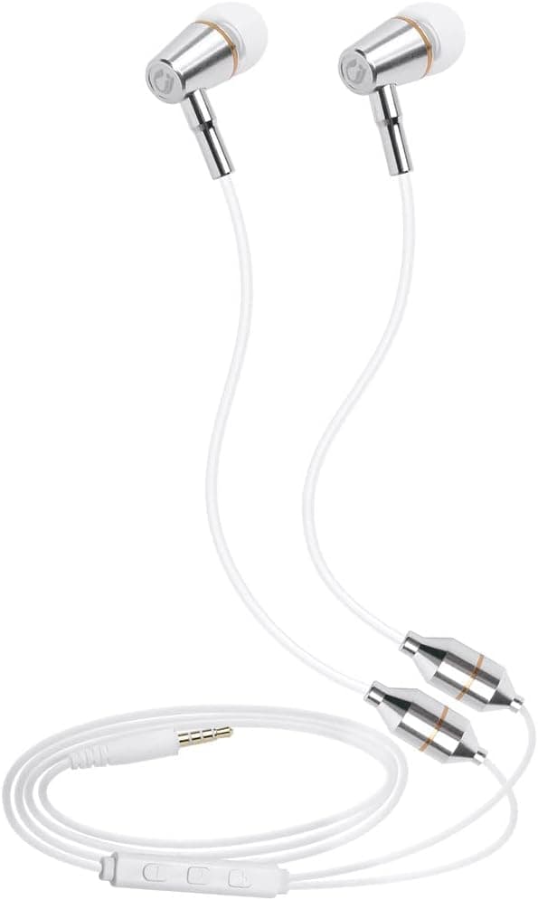 ibrain Air Tube Headphones Air Tube Earbuds with Patented Technology Airtube Headset with Microphone & Volume Control Airtube Headphones for a Safe and Healthy Listening (White)