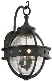 Troy Lighting Mendocino 3-Light Outdoor Wall Lantern - Forged Black Finish with Clear Seeded Glass