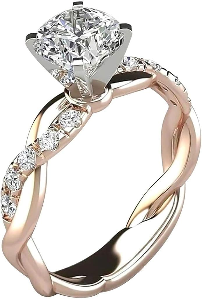 iLH Clearance Deals Rings,Sterling Silver Ring Womens Diamond Engagement Wedding Band Rings Cubic Zirconia Jewelry Gift