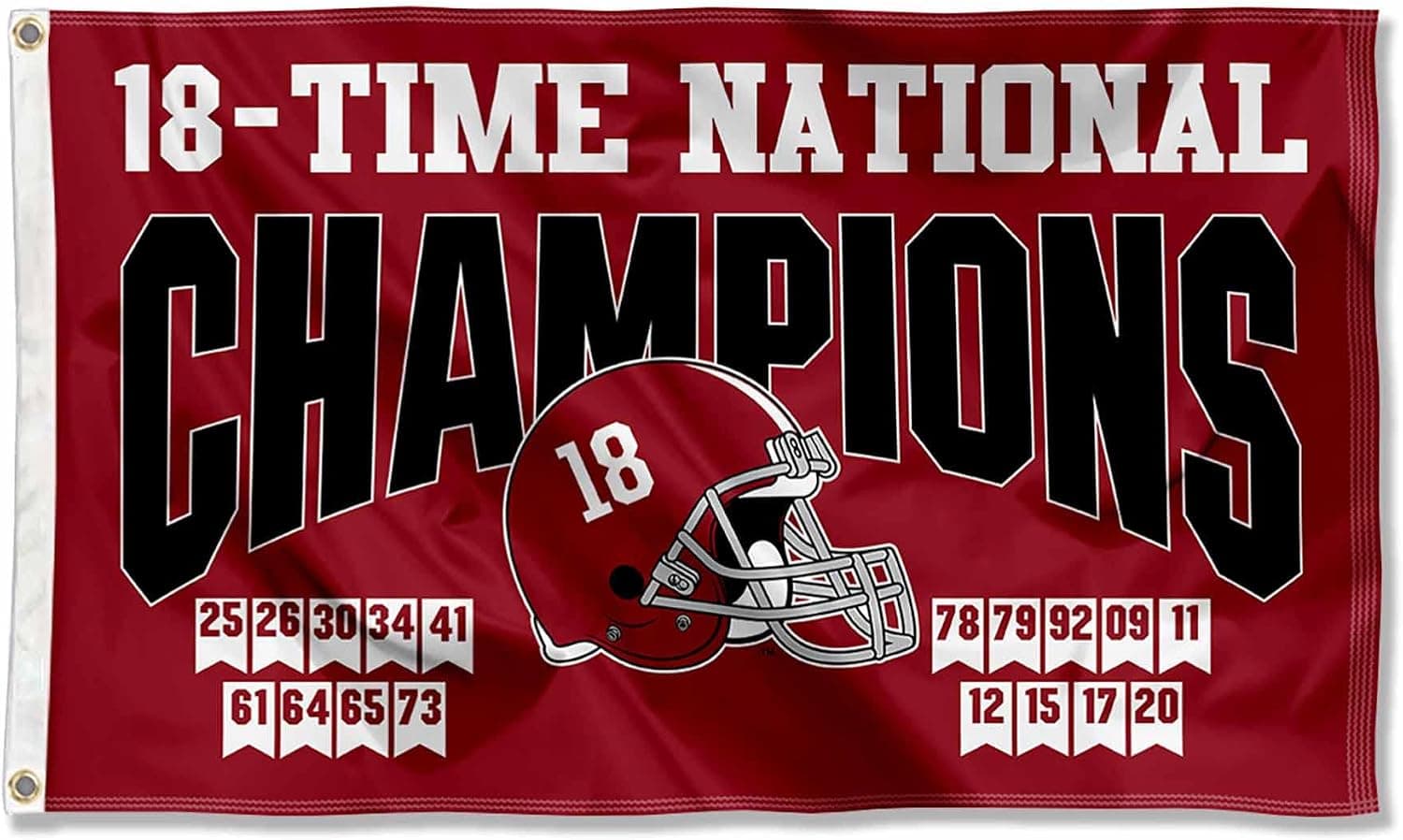 Alabama Crimson Tide 2020 18 Time College Football Champions Banner Flag