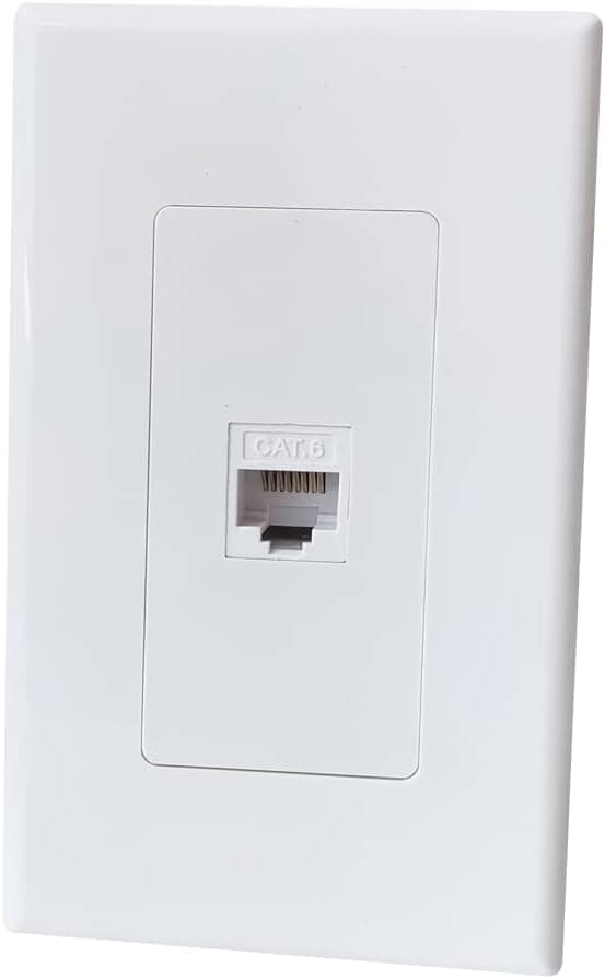 BUPLDET 1 Port CAT6 Ethernet Wall Plate Screwless- CAT 6 RJ45 Jack Outlet Cover Plate for CAT7/CAT6/CAT5 Network Cables - White
