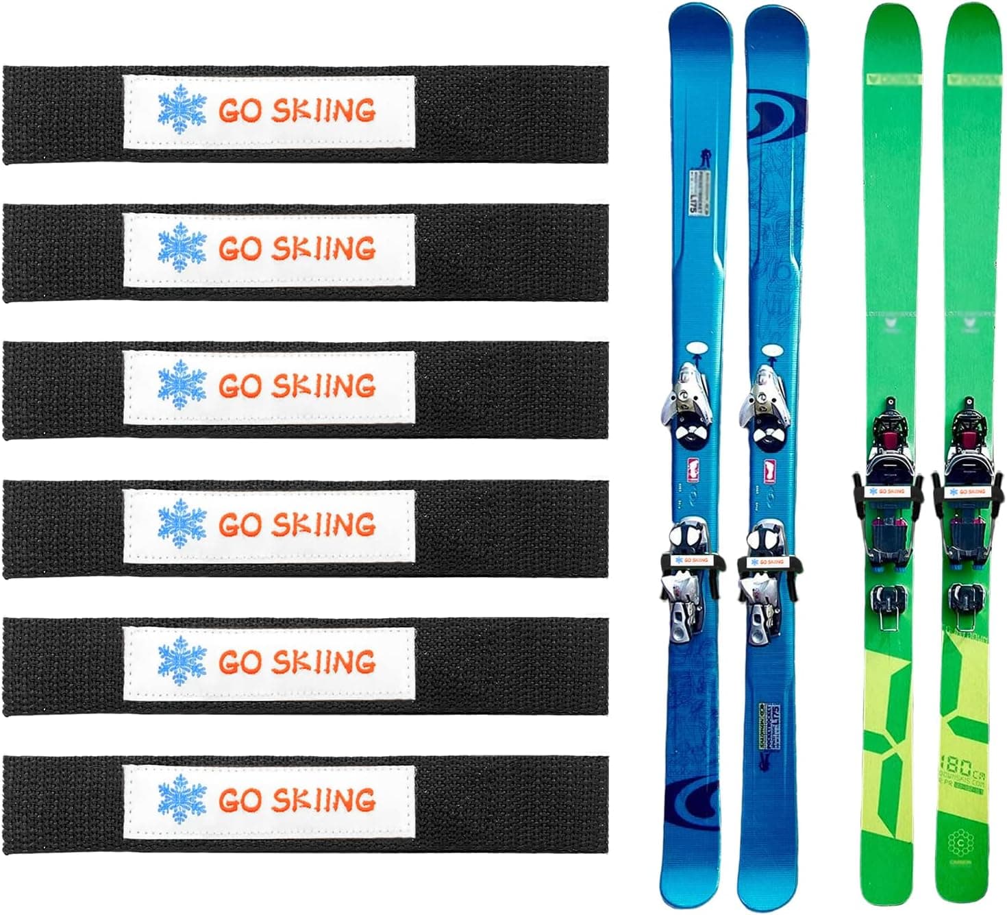 Vecacosic 6/8 Pcs Ski Brake Retainer Strap - Non-Breakable Universal Black Polypropylene Ski Brake Retainer Bands with Hook and Loop, Snowboard Brake Retainers for Sports Outdoor, Easy to Use