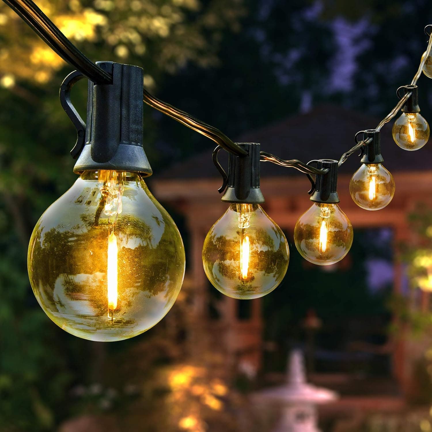 ORAOKO 25Ft LED Outdoor String Lights with 25 Clear LED G40 Bulbs, UL Listed Waterproof Outdoor Patio String Lights for Garden Patio Wedding Backyard Porch Pergola Cafe Balcony Decks