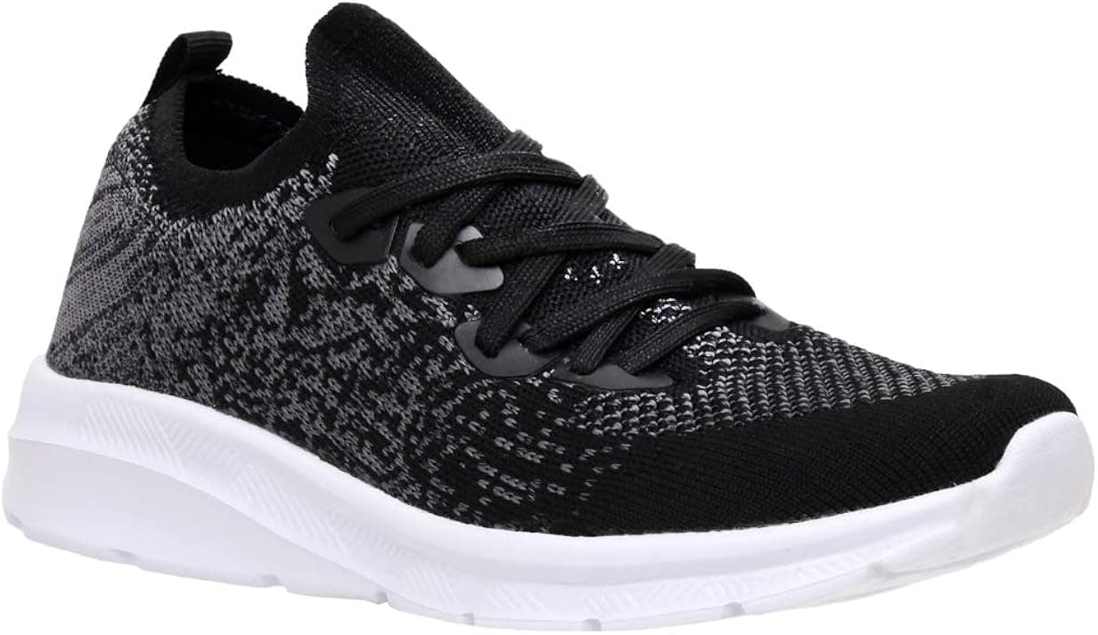 CUSHIONAIRE Women's Dane Stretch Knit lace up Sneaker +Memory Foam & LiteSole Technology