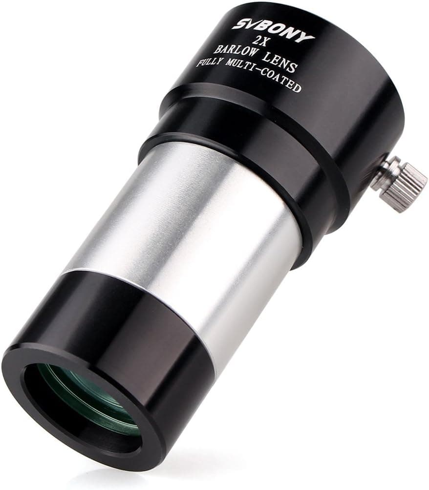 SVBONY 2X Barlow Lens, Doubles The Magnification Telescope Barlow Lenses, 1.25 inch Multi Coated Broadband Green Film Telescope Accessory with M42 Thread for Standard Telescope Eyepiece